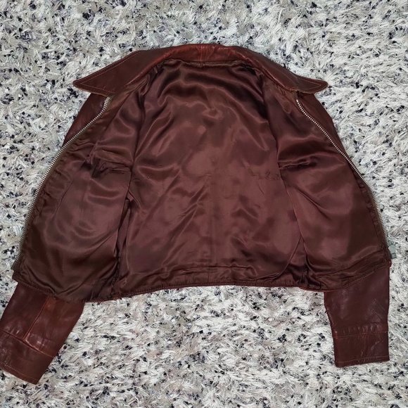 Iconic 70s Brown Leather Bomber Jacket - Picture 4 of 12